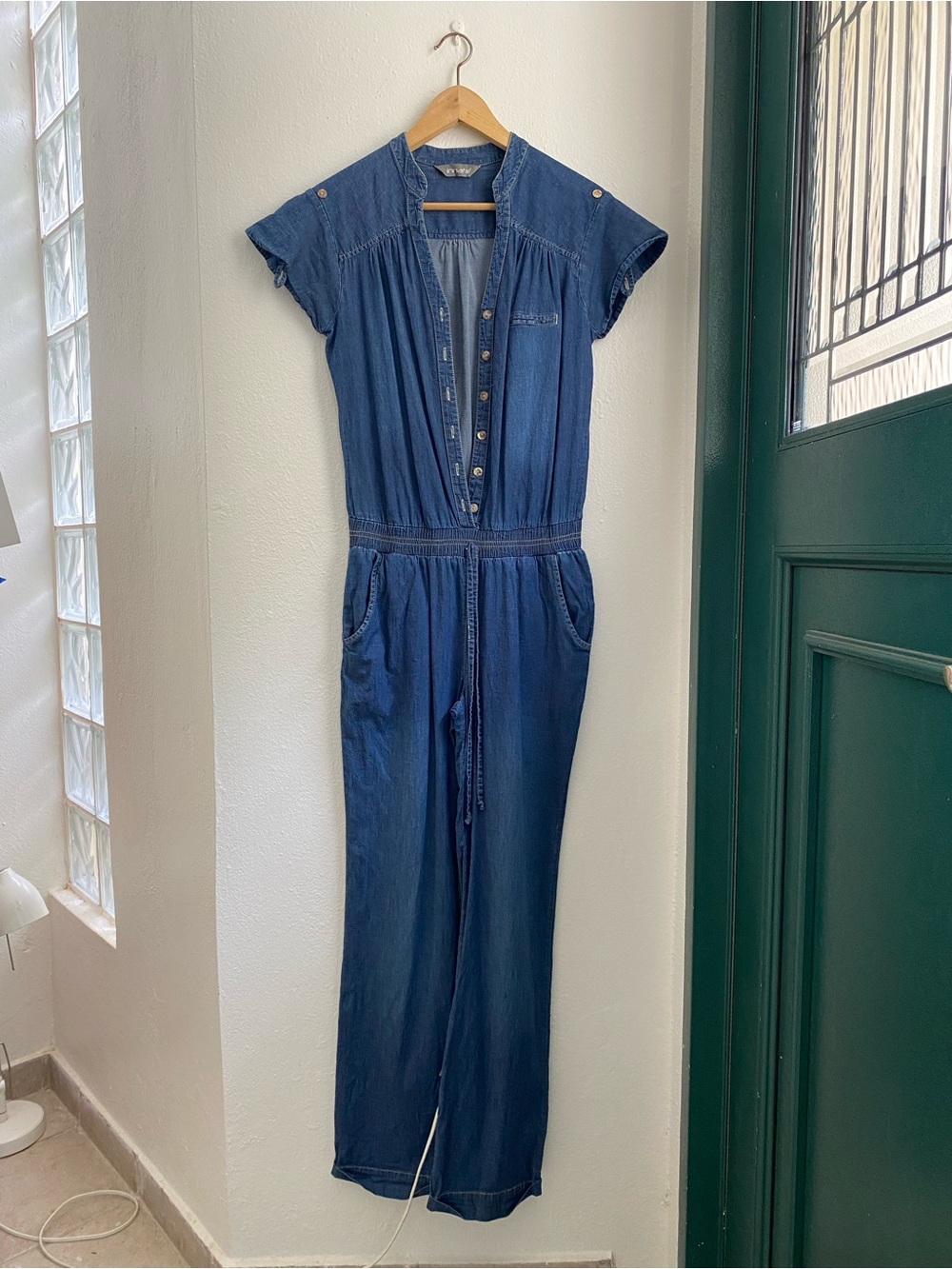 Jean Jumpsuit with Drawstring Waist